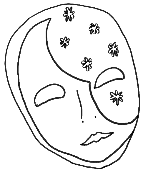 coloriage masque lune mardi gras